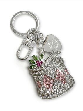 Jacqueline Kent Drummer Charm/Keychain with Pink, Green & Silver Crystals